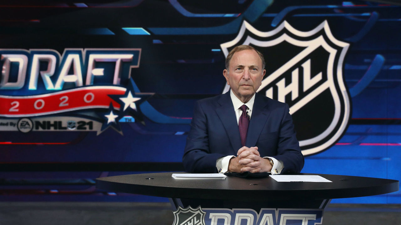 SECAUCUS, NEW JERSEY - OCTOBER 06: NHL commissioner Gary Bettman prepares for the first round of the 2020 National Hockey League Draft at the NHL Network Studio on October 06, 2020 in Secaucus, New Jersey.
