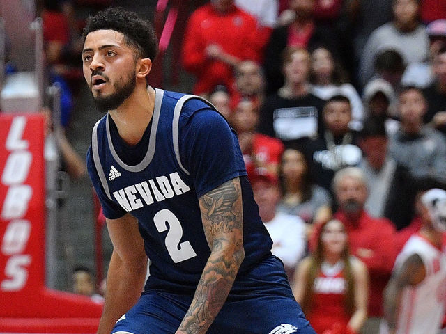 ALBUQUERQUE, NEW MEXICO - FEBRUARY 18: Jalen Harris #2 of the Nevada Wolf Pack dribbles against the New Mexico Lobos during their game at Dreamstyle Arena - The Pit on February 18, 2020 in Albuquerque, New Mexico.