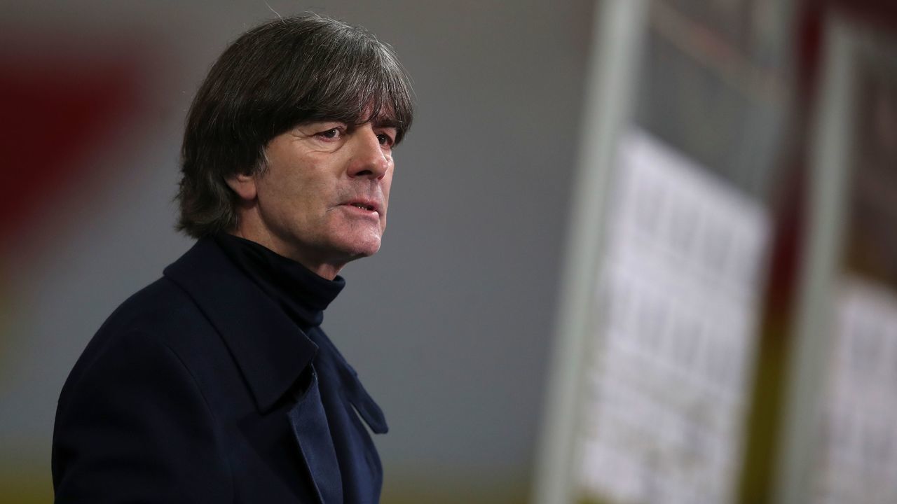 Germany's coach Joachim Loew reacts after the UEFA Nations League Group 4 football match of Germany vs Ukraine on November 14, 2020 at the Red Bull Arena stadium in Leipzig, eastern Germany.