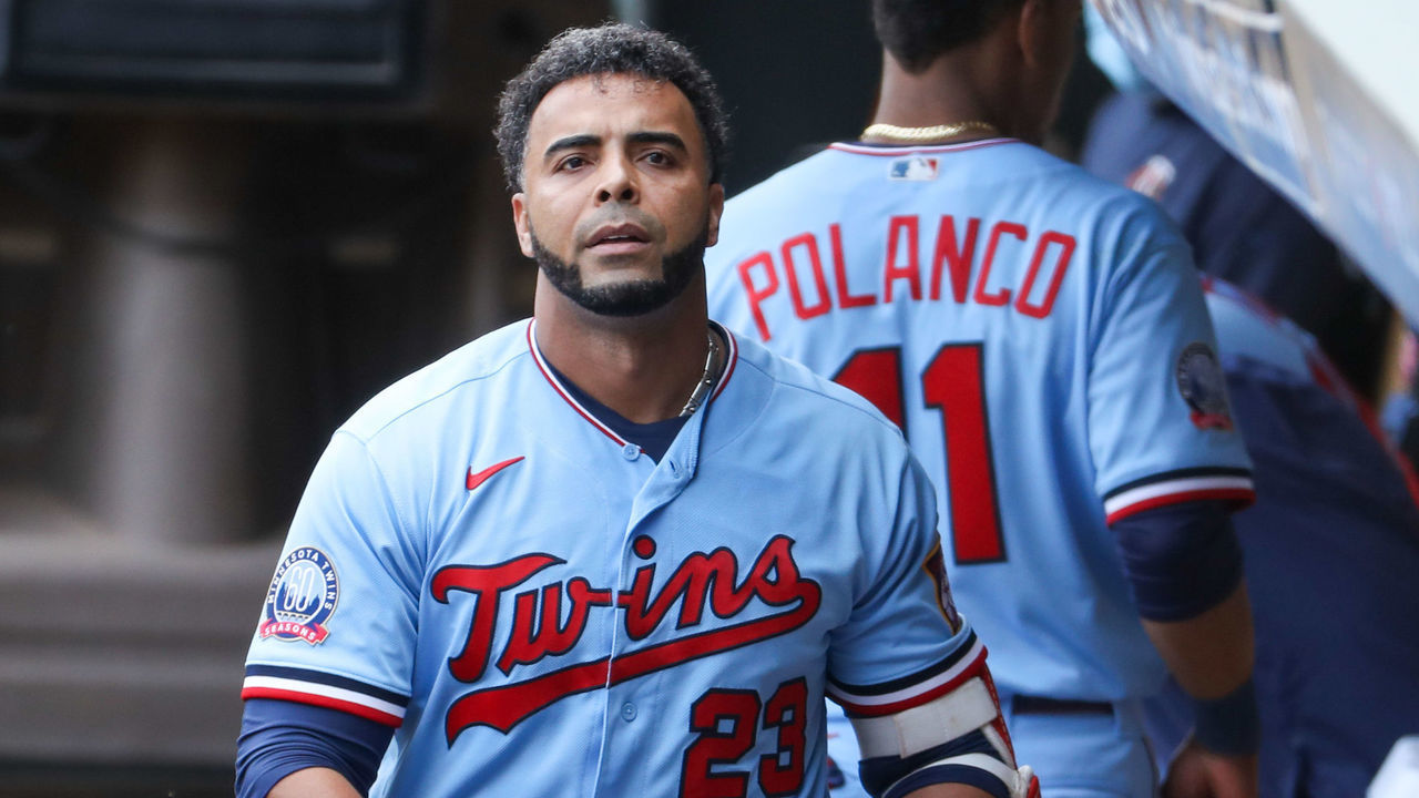 MINNEAPOLIS, MN - SEPTEMBER 13: Minnesota Twins designated hitter Nelson Cruz (23) in a dugout after hitting a homerun during the MLB baseball game between the Cleveland Indians and the Minnesota Twins on September 13, 2020 at Target Field, Minneapolis, MN.