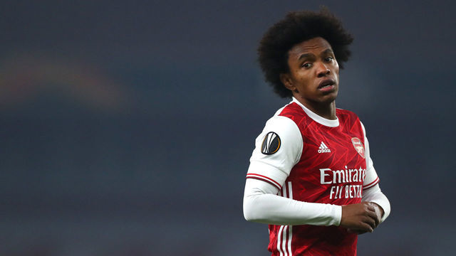 LONDON, ENGLAND - NOVEMBER 05: Willian of Arsenal during the UEFA Europa League Group B stage match between Arsenal FC and Molde FK at Emirates Stadium on November 05, 2020 in London, England.