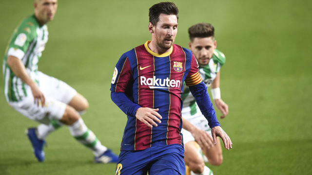 Leo Messi during the match between FC Barcelona and Real Betis Balompie, corresponding to the week 9 of the Liga Santander, played at the Camp Nou Stadium, on 07th November 2020, in Barcelona, Spain.