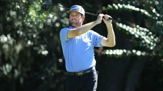 ST SIMONS ISLAND, GEORGIA - NOVEMBER 20: Robert Streb of the United States plays his shot from the 14th tee during the second round of The RSM Classic at the Plantation Course at Sea Island Golf Club on November 20, 2020 in St Simons Island, Georgia.