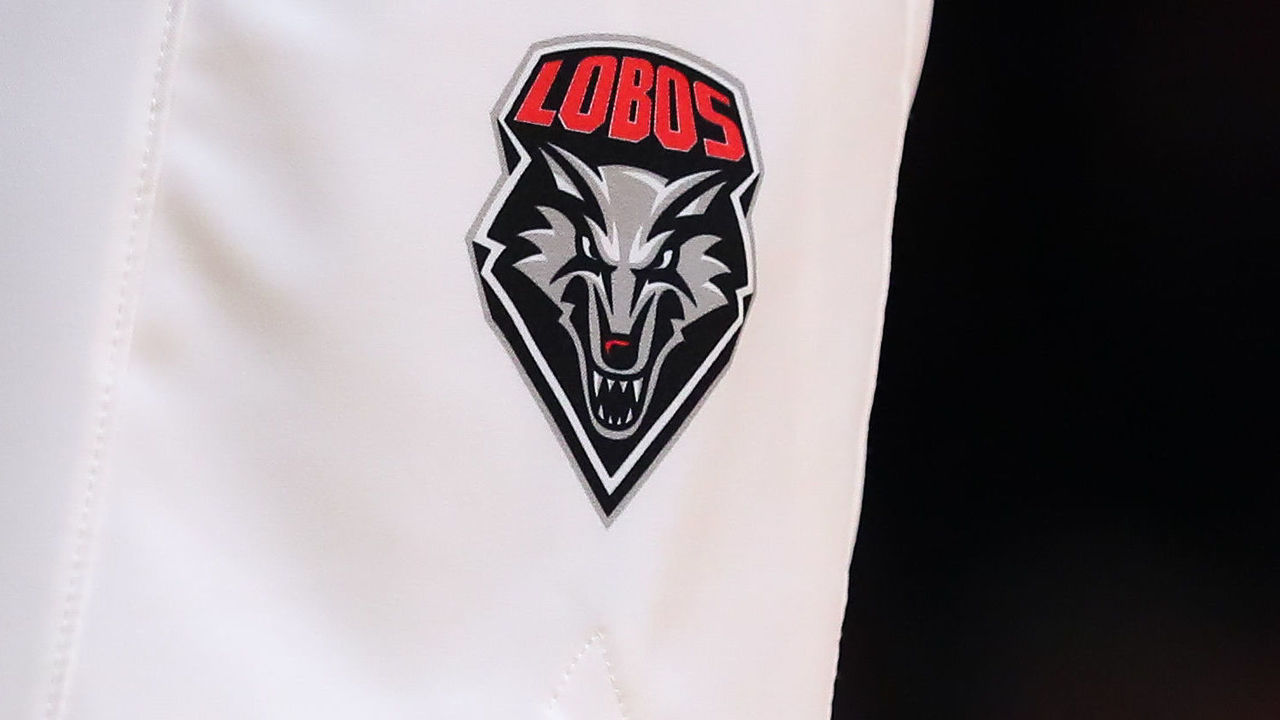BROOKLYN, NY - NOVEMBER 25: New Mexico Lobos shorts logo during the first half of the Legends Classic College basketball game between the Auburn Tigers and the New Mexico State Aggies on November 25, 2019 at the Barclays Center in Brooklyn, NY.