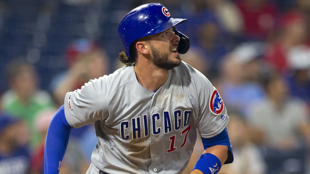 PHILADELPHIA, PA - AUGUST 14: Kris Bryant #17 of the Chicago Cubs hits a solo home run in the top of the seventh inning against the Philadelphia Phillies at Citizens Bank Park on August 14, 2019 in Philadelphia, Pennsylvania. The Phillies defeated the Cubs 11-1.