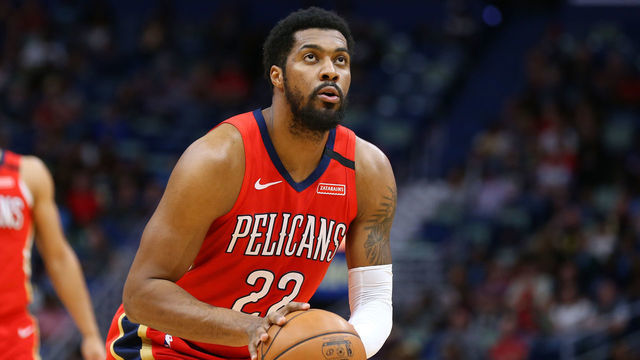 NEW ORLEANS, LOUISIANA - JANUARY 18: Derrick Favors #22 of the New Orleans Pelicans shoots against the LA Clippers during a game at the Smoothie King Center on January 18, 2020 in New Orleans, Louisiana.