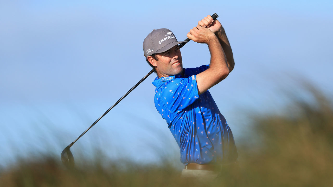ST SIMONS ISLAND, GEORGIA - NOVEMBER 21: Robert Streb of the United States plays his shot from the 15th tee during the third round of The RSM Classic at the Seaside Course at Sea Island Golf Club on November 21, 2020 in St Simons Island, Georgia.