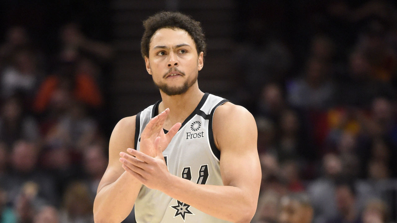 CLEVELAND, OHIO - MARCH 08: Bryn Forbes #11 of the San Antonio Spurs reacts during the second half against the Cleveland Cavaliers at Rocket Mortgage Fieldhouse on March 08, 2020 in Cleveland, Ohio. The Cavaliers defeated the Spurs 132-129. NOTE TO USER: User expressly acknowledges and agrees that, by downloading and/or using this photograph, user is consenting to the terms and conditions of the Getty Images License Agreement.