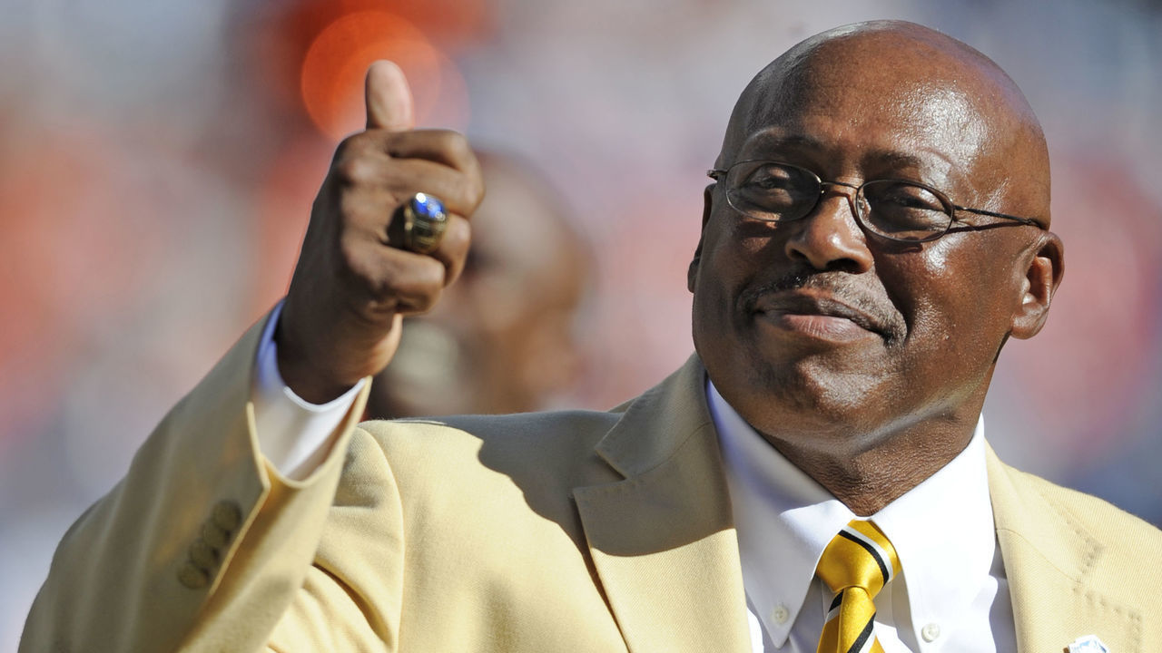 Denver Broncos hall of fame running back Floyd Little during halftime of the Bronco's game against the Indianapolis Colts Sunday, September 26, 2010 at Invesco Field at Mile High. Little was honored for being inducted into the NFL Hall of Fame in 2010. Andy Cross, The Denver Post