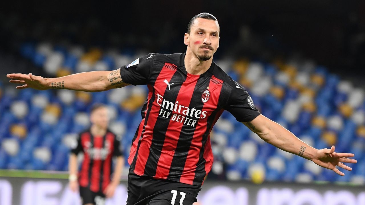 NAPLES, Nov. 22, 2020 -- AC Milan's Zlatan Ibrahimovic celebrates during a Serie A football match between Napoli and AC Milan in Naples, Italy, Nov. 22, 2020.