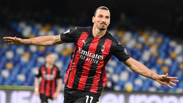 NAPLES, Nov. 22, 2020 -- AC Milan's Zlatan Ibrahimovic celebrates during a Serie A football match between Napoli and AC Milan in Naples, Italy, Nov. 22, 2020.