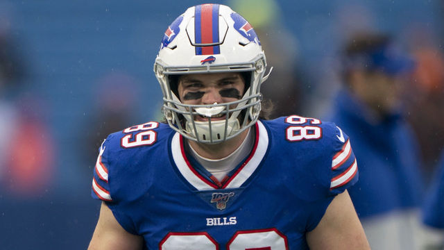 ORCHARD PARK, NY - DECEMBER 29: Buffalo Bills Tight End Tommy Sweeney (89) prior to the National Football League game between the New York Jets and the Buffalo Bills on December 29, 2019, at New Era Field in Orchard Park, NY.