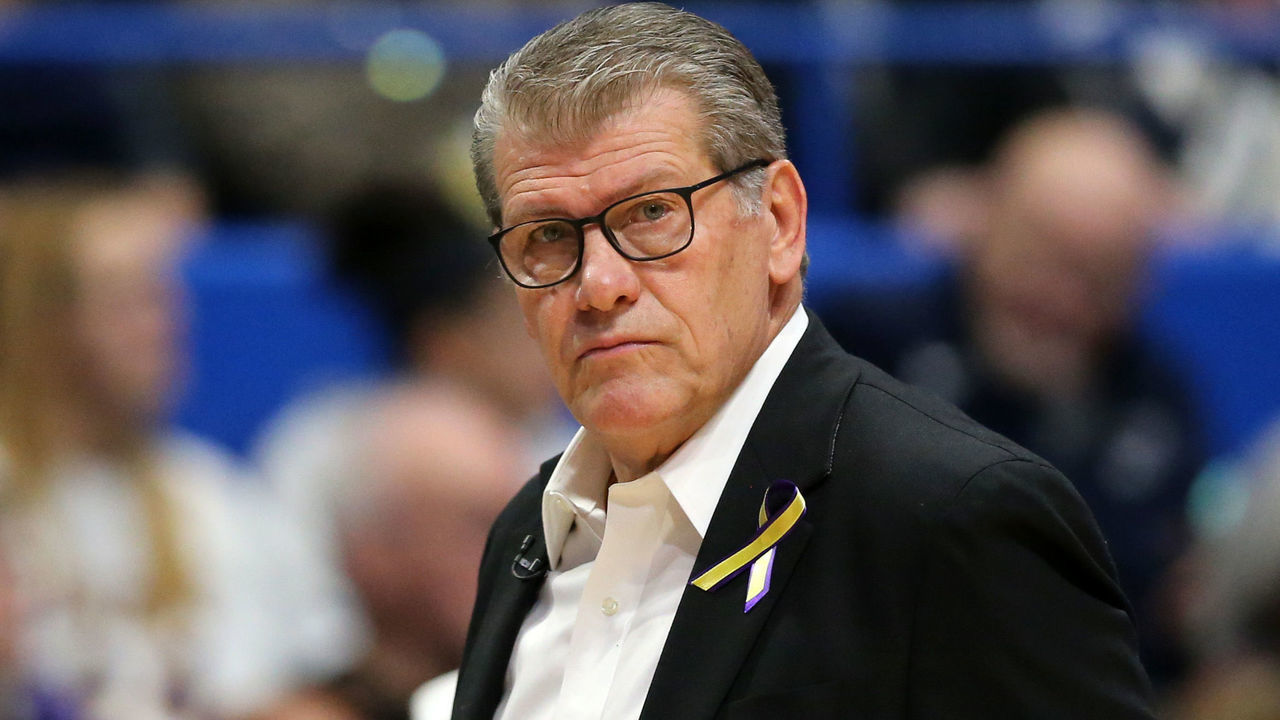 STORRS, CONNECTICUT - JANUARY 27: Head coach Geno Auriemma of the UConn Huskies looks on during USA Women's National Team Winter Tour 2020 game between the United States and the UConn Huskies at The XL Center on January 27, 2020 in Hartford, Connecticut.