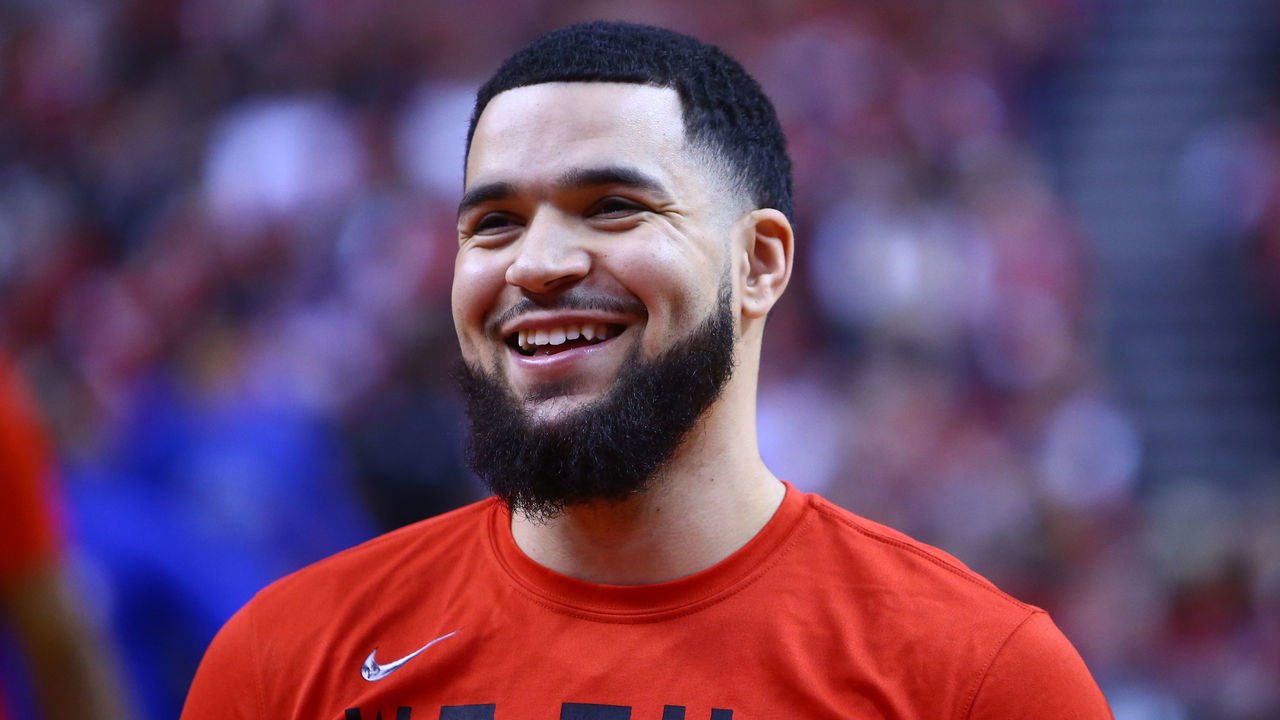 TORONTO, ON - APRIL 13: Fred VanVleet #23 of the Toronto Raptors warms up prior to Game One of the first round of the 2019 NBA playoffs against the Orlando Magic at Scotiabank Arena on April 13, 2019 in Toronto, Canada.