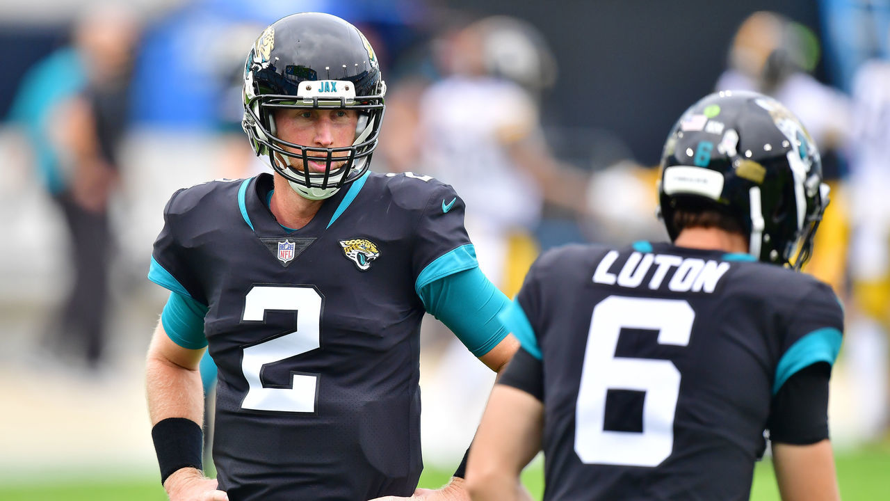 JACKSONVILLE, FLORIDA - NOVEMBER 22: Mike Glennon #2 of the Jacksonville Jaguars looks on during warmups before the game against the Pittsburgh Steelers at TIAA Bank Field on November 22, 2020 in Jacksonville, Florida.