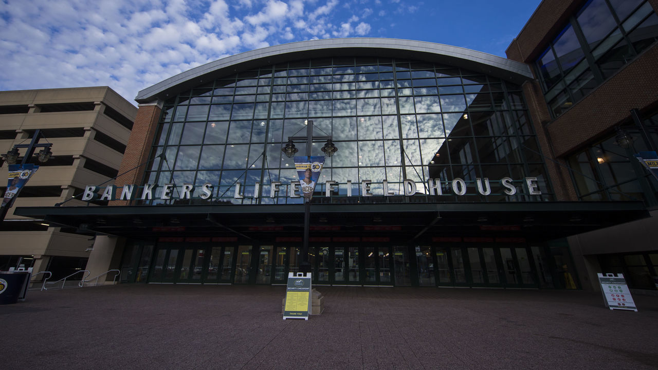 INDIANAPOLIS, IN - MARCH 08: General view of the exterior Bankers Life Fieldhouse before the Indiana Pacers versus Detroit Pistons game on March 8, 2017 in Indianapolis, Indiana. NOTE TO USER: User expressly acknowledges and agrees that, by downloading and/or using this photograph, user is consenting to the terms and conditions of the Getty Images License Agreement. Mandatory Copyright Notice: Copyright 2017 NBAE