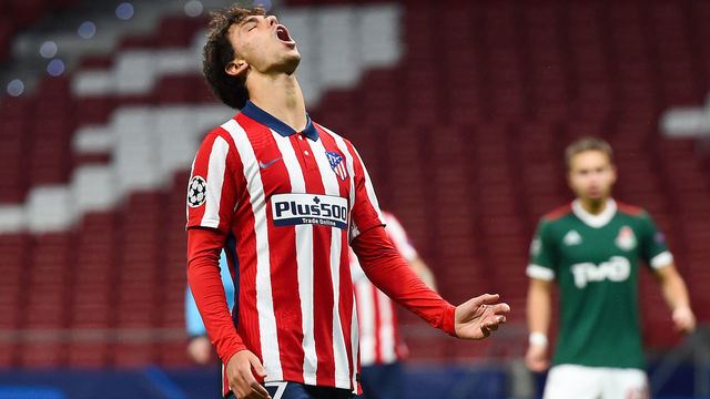 MADRID, SPAIN - NOVEMBER 25: Joao Felix of Atletico de Madrid reacts during the UEFA Champions League Group A stage match between Atletico Madrid and Lokomotiv Moskva at Estadio Wanda Metropolitano on November 25, 2020 in Madrid, Spain. Football Stadiums around Europe remain empty due to the Coronavirus Pandemic as Government social distancing laws prohibit fans inside venues resulting in fixtures being played behind closed doors.