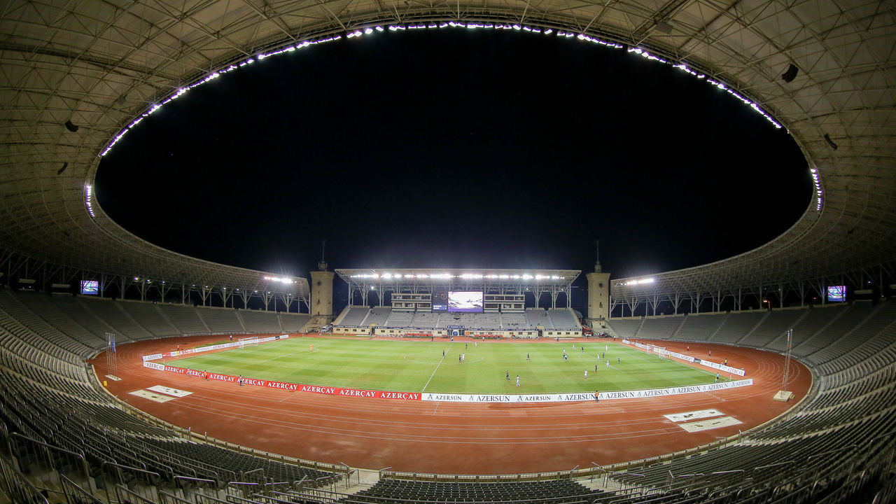 BAKU, AZERBAIJAN - AUGUST 18: General view match between Qarabag and Sileks without fans during the UEFA Champions League First Qualifying Round match between Qarabag FC and Sileks FC at Tofig Bahramov Stadium on August 18, 2020 in Baku, Azerbaijan.
