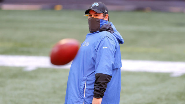 ATLANTA, GEORGIA - OCTOBER 25: Head coach Matt Patricia of the Detroit Lions looks on during warmups prior to the game against the Atlanta Falcons at Mercedes-Benz Stadium on October 25, 2020 in Atlanta, Georgia.
