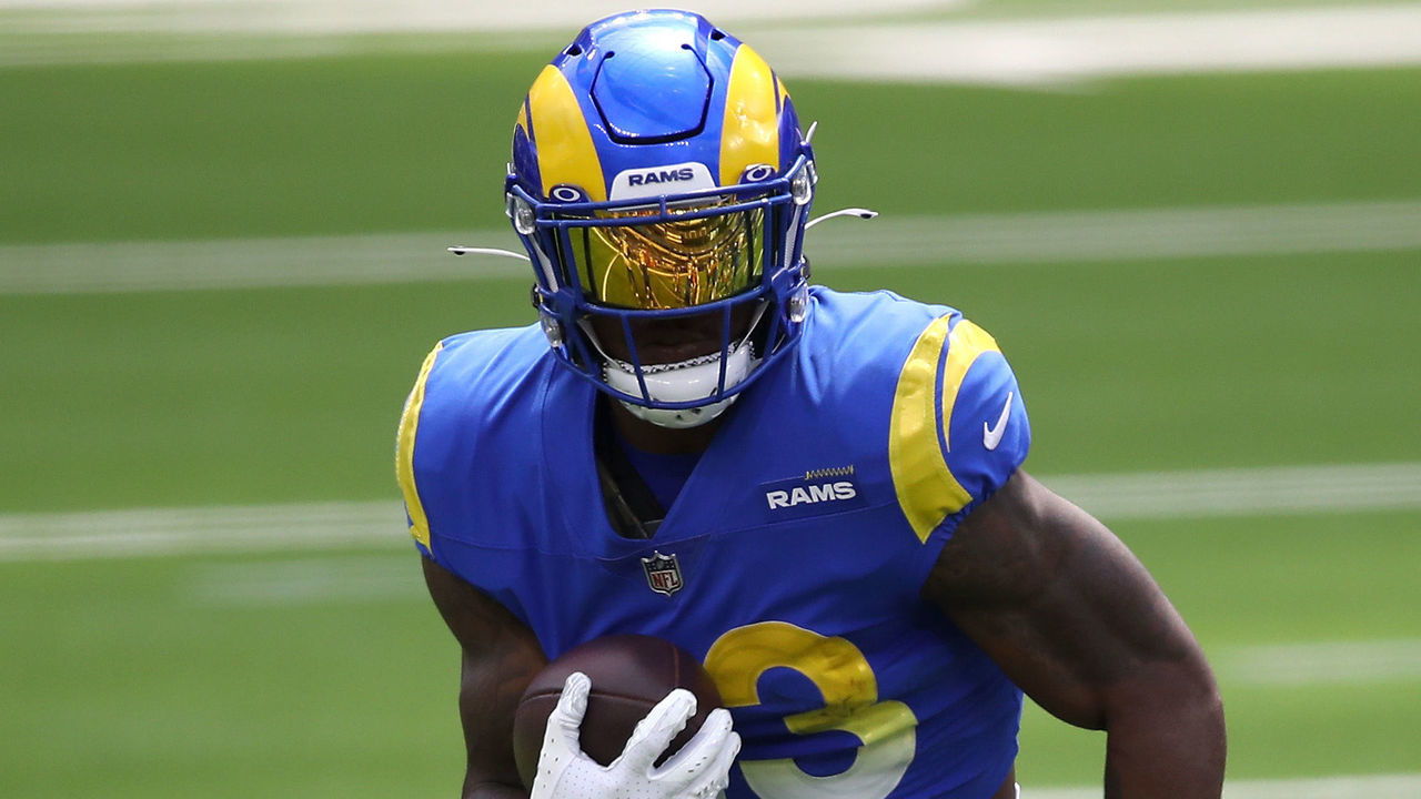 INGLEWOOD, CALIFORNIA - AUGUST 29: Cam Akers #23 of the Los Angeles Rams runs the ball during a team scrimmage at SoFi Stadium on August 29, 2020 in Inglewood, California.