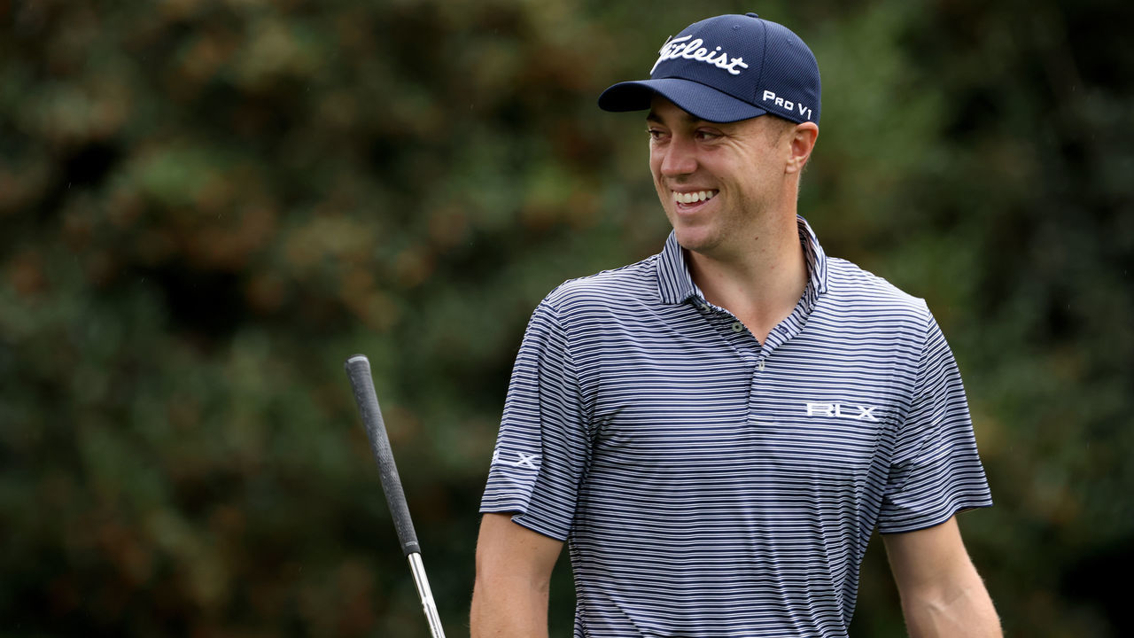 AUGUSTA, GEORGIA - NOVEMBER 13: Justin Thomas of the United States walks on the 15th hole during the continuation of the first round of the Masters at Augusta National Golf Club on November 13, 2020 in Augusta, Georgia.