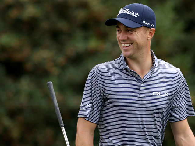 AUGUSTA, GEORGIA - NOVEMBER 13: Justin Thomas of the United States walks on the 15th hole during the continuation of the first round of the Masters at Augusta National Golf Club on November 13, 2020 in Augusta, Georgia.