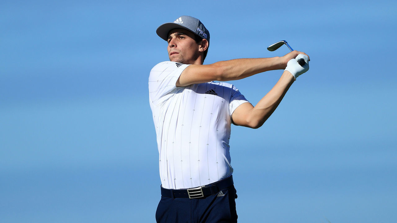 ST SIMONS ISLAND, GEORGIA - NOVEMBER 20: Joaquin Niemann of Chile plays his shot from the sixth tee during the second round of The RSM Classic at the Seaside Course at Sea Island Golf Club on November 20, 2020 in St Simons Island, Georgia.