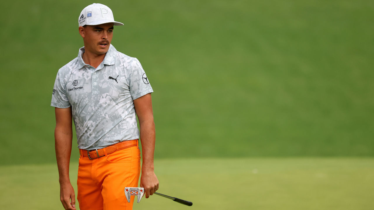 AUGUSTA, GEORGIA - NOVEMBER 15: Rickie Fowler of the United States putts on the 10th green during the final round of the Masters at Augusta National Golf Club on November 15, 2020 in Augusta, Georgia.