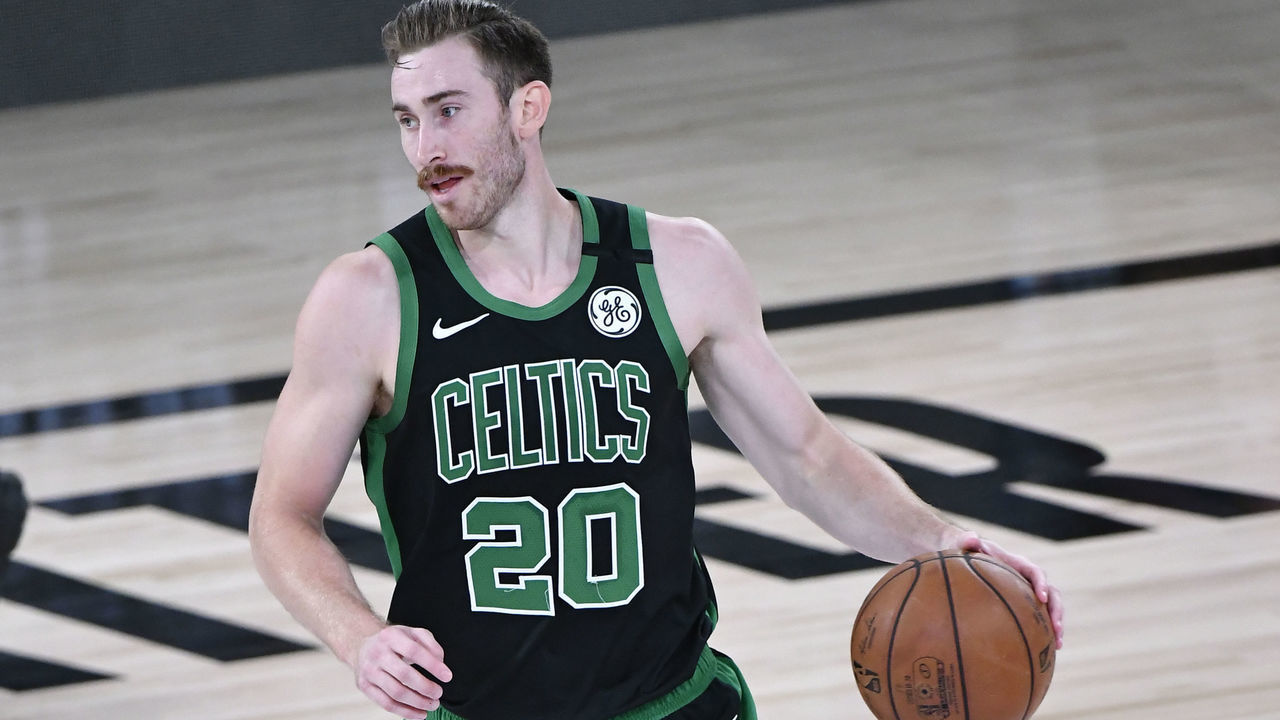 ORLANDO, FL - SEPTEMBER 25: Gordon Hayward #20 of the Boston Celtics handles the ball during Game Five of the Eastern Conference Finals of the NBA Playoffs on September 25, 2020 at the AdventHealth Arena at ESPN Wide World Of Sports Complex in Orlando, Florida. NOTE TO USER: User expressly acknowledges and agrees that, by downloading and/or using this Photograph, user is consenting to the terms and conditions of the Getty Images License Agreement. Mandatory Copyright Notice: Copyright 2020 NBAE