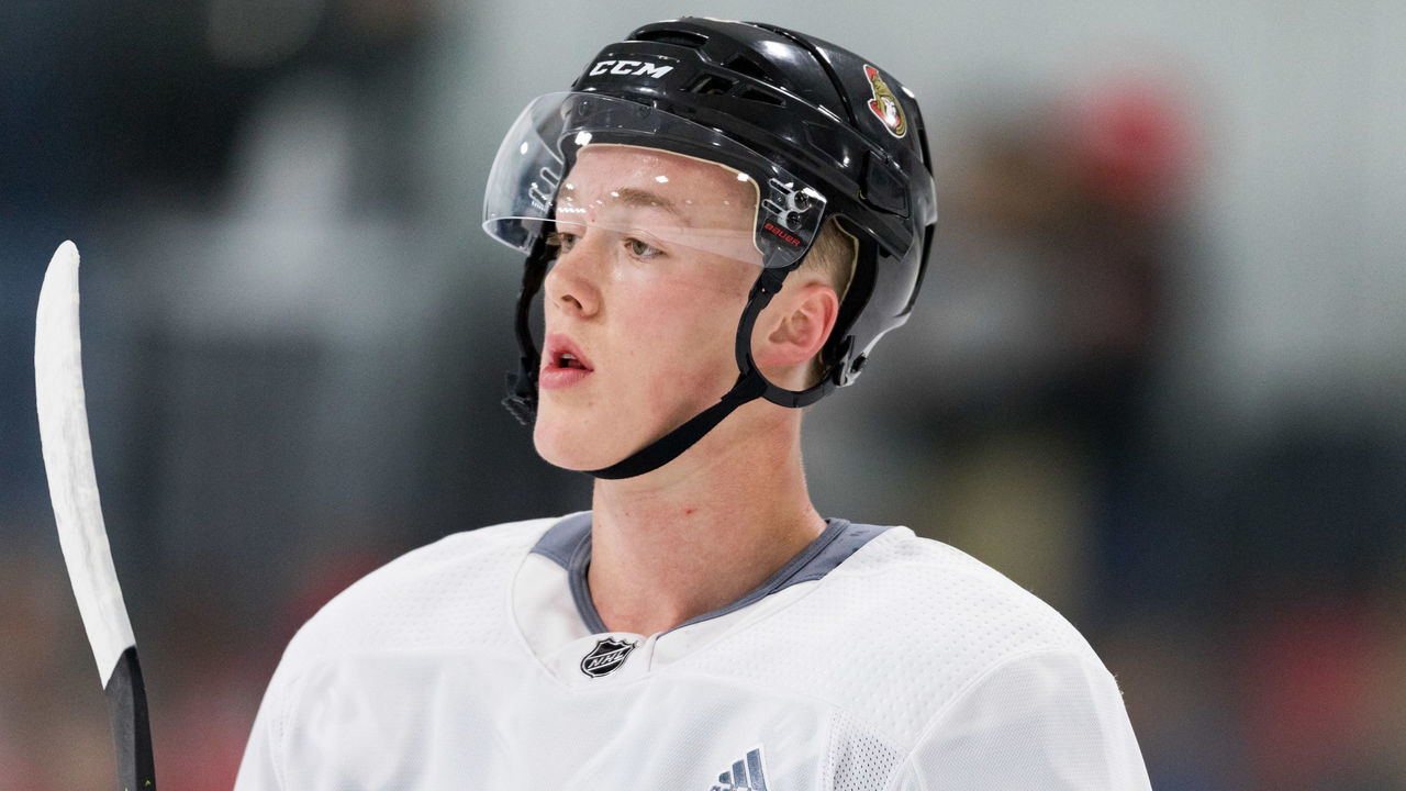 OTTAWA, ON - JUNE 29: Ottawa Senators Prospect Defenseman Jacob Bernard-Docker (48) during the Ottawa Senators Development Camp on June 29, 2019, at Bell Sensplex in Ottawa, ON, Canada.