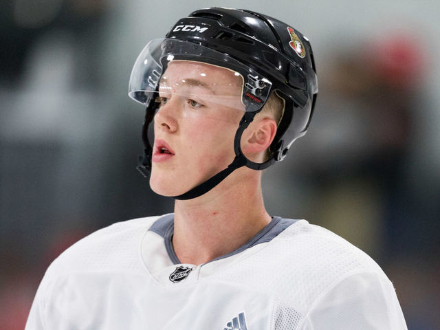 OTTAWA, ON - JUNE 29: Ottawa Senators Prospect Defenseman Jacob Bernard-Docker (48) during the Ottawa Senators Development Camp on June 29, 2019, at Bell Sensplex in Ottawa, ON, Canada.