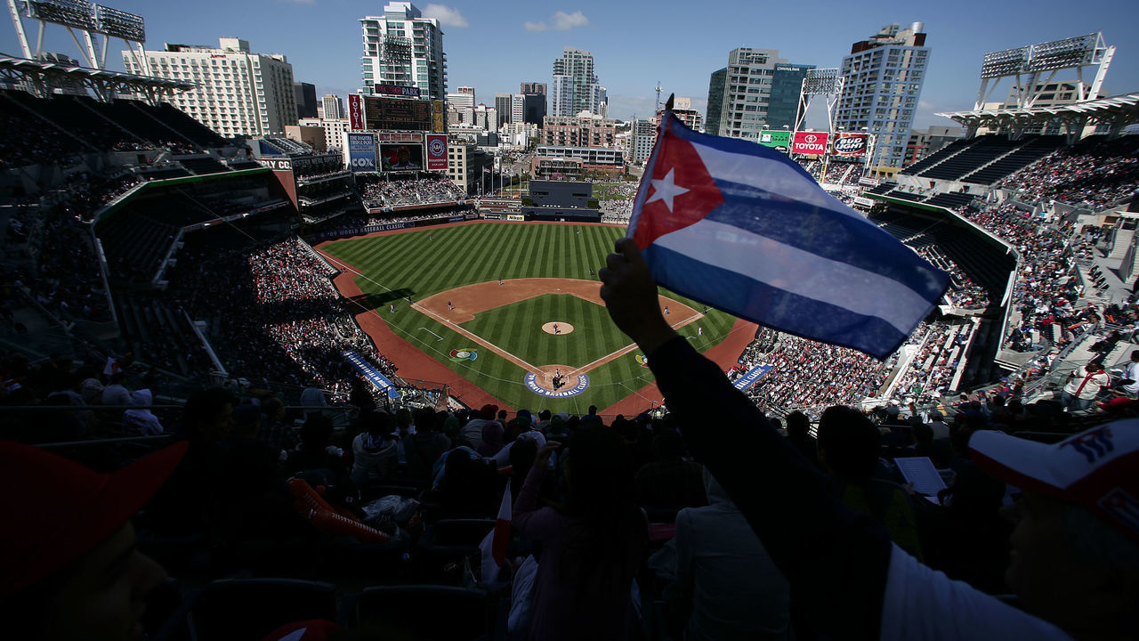 SAN DIEGO - MARCH 15: A general view of Petco Park while a Cuban flag waves as Japan takes on Cuba during the 2009 World Baseball Classic Round 2 Pool 1 match on March 15, 2009 at Petco Park in San Diego, California.