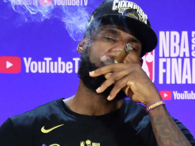 ORLANDO, FL - OCTOBER 11: LeBron James #23 of the Los Angeles Lakers talks with the media after winning Game Six of the NBA Finals on October 11, 2020 at AdventHealth Arena in Orlando, Florida. NOTE TO USER: User expressly acknowledges and agrees that, by downloading and/or using this Photograph, user is consenting to the terms and conditions of the Getty Images License Agreement. Mandatory Copyright Notice: Copyright 2020 NBAE