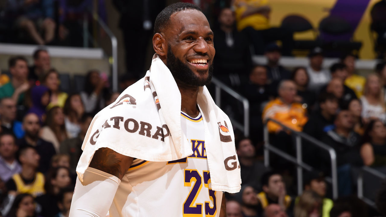 LOS ANGELES, CA - DECEMBER 8: LeBron James #23 of the Los Angeles Lakers smiles during the game against the Minnesota Timberwolves on December 8, 2019 at STAPLES Center in Los Angeles, California. NOTE TO USER: User expressly acknowledges and agrees that, by downloading and/or using this Photograph, user is consenting to the terms and conditions of the Getty Images License Agreement. Mandatory Copyright Notice: Copyright 2019 NBAE