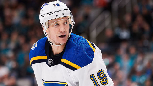 SAN JOSE, CA - DECEMBER 21: St. Louis Blues defenseman Jay Bouwmeester (19) during the San Jose Sharks game versus the St. Louis Blues on December 21, 2019, at SAP Center at San Jose in San Jose, CA