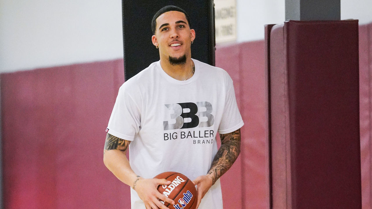 RANCHO CUCAMONGA, CALIFORNIA - AUGUST 11: LiAngelo Ball smiles as he attends his brother Lonzo Ball's first annual basketball camp on August 11, 2019 in Rancho Cucamonga, California.