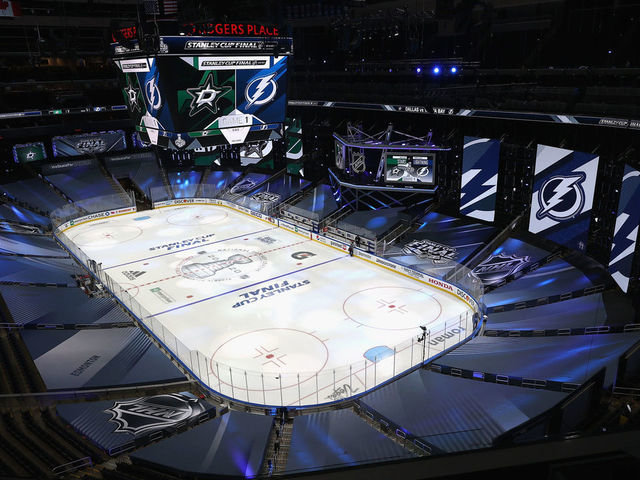 EDMONTON, ALBERTA - SEPTEMBER 19: A general view of the arena prior to Game One between the Tampa Bay Lightning and the Dallas Stars in the 2020 NHL Stanley Cup Final at Rogers Place on September 19, 2020 in Edmonton, Alberta, Canada.