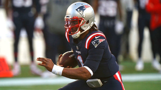 Football: New England Patriots QB Cam Newton (1) in action vs Arizona Cardinals at Gillette Stadium. Foxborough, MA 11/29/2020 CREDIT: Erick W. Rasco