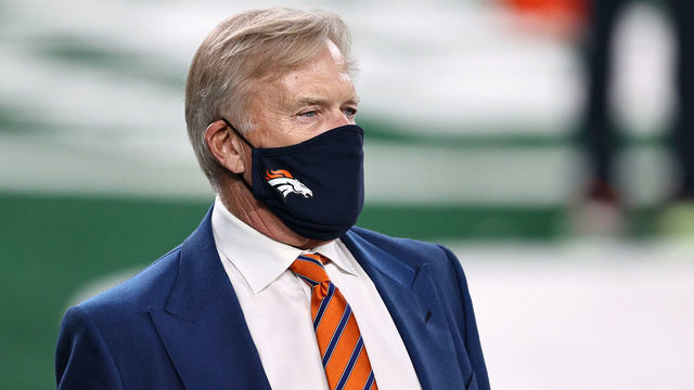 EAST RUTHERFORD, NEW JERSEY - OCTOBER 01: Denver Broncos President of Football Operations/General Manager John Elway looks on during warm ups against the New York Jets at MetLife Stadium on October 01, 2020 in East Rutherford, New Jersey.