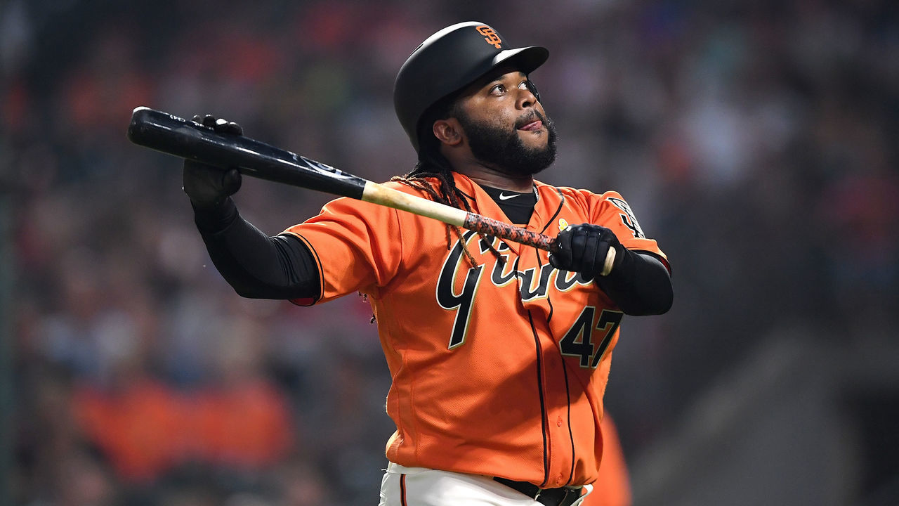 SAN FRANCISCO, CA - SEPTEMBER 01: Johnny Cueto #47 of the San Francisco Giants reacts after stiking out on an attempted bunt with two strikes against the St. Louis Cardinals in the bottom of the second inning at AT&T Park on September 1, 2017 in San Francisco, California.