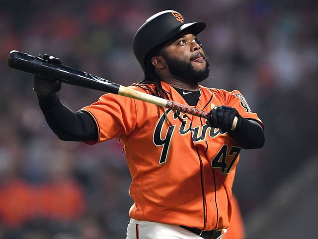 SAN FRANCISCO, CA - SEPTEMBER 01: Johnny Cueto #47 of the San Francisco Giants reacts after stiking out on an attempted bunt with two strikes against the St. Louis Cardinals in the bottom of the second inning at AT&T Park on September 1, 2017 in San Francisco, California.