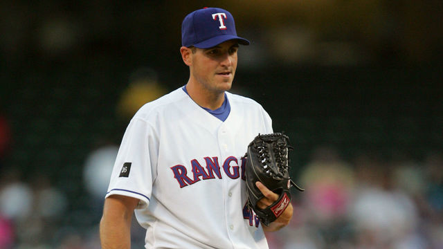 ARLINGTON, TX - APRIL12: Pitcher Chris Young #49 of the Texas Rangers is on the mound during the game against the Los Angeles Angels of Anaheim on April 12, 2005 at Ameriquest Field in Arlington in Arlington, Texas. The Angeles won 13-8.