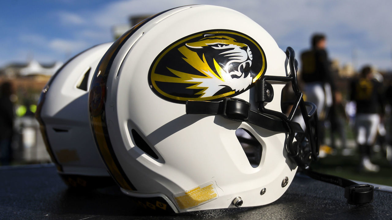 COLUMBIA, MO - NOVEMBER 16: A Missouri Tiger branded helmet sits atop an equipment case during the game between the Missouri Tigers and the Florida Gators on Saturday, November 16, 2019 at Memorial Stadium in Columbia, MO.