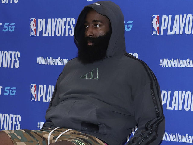 ORLANDO, FL - SEPTEMBER 12: James Harden #13 of the Houston Rockets speaks to the media after the game against the Los Angeles Lakers in Game five of the second round of the 2020 Playoffs as part of the NBA Restart 2020 on September 12, 2020 at AdventHealth Arena at ESPN Wide World of Sports Complex in Orlando, Florida. NOTE TO USER: User expressly acknowledges and agrees that, by downloading and/or using this photograph, user is consenting to the terms and conditions of the Getty Images License Agreement. Mandatory Copyright Notice: Copyright 2020 NBAE