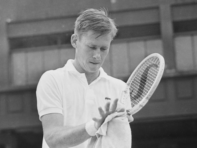American tennis player Dennis Ralston at the Wimbledon Championships, Men's Singles, at the All England Lawn Tennis and Croquet Club in Wimbledon, London, UK, 3rd July 1968.