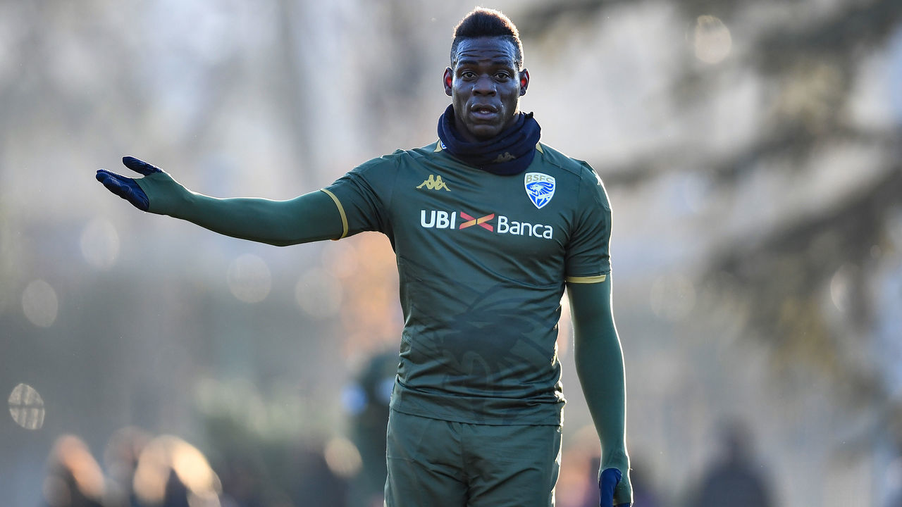 ROMA, ITALY - 2019/12/30: Mario Balotelli of Brescia calcio reacts during the friendly match between Trastevere Calcio and Brescia Calcio . Brescia won 6-0 over Trastevere calcio.