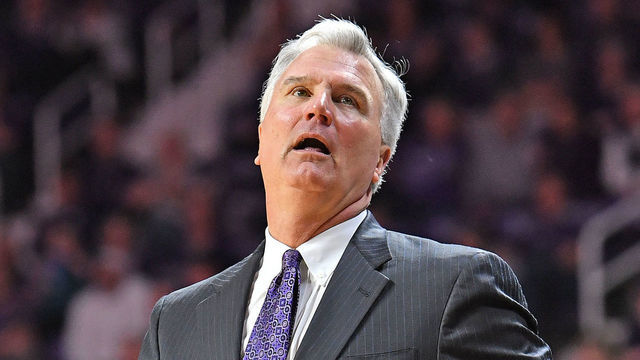 MANHATTAN, KS - MARCH 07: Head coach Bruce Weber of the Kansas State Wildcats reacts to the officials call during the first half against the Iowa State Cyclones at Bramlage Coliseum on March 7, 2020 in Manhattan, Kansas.