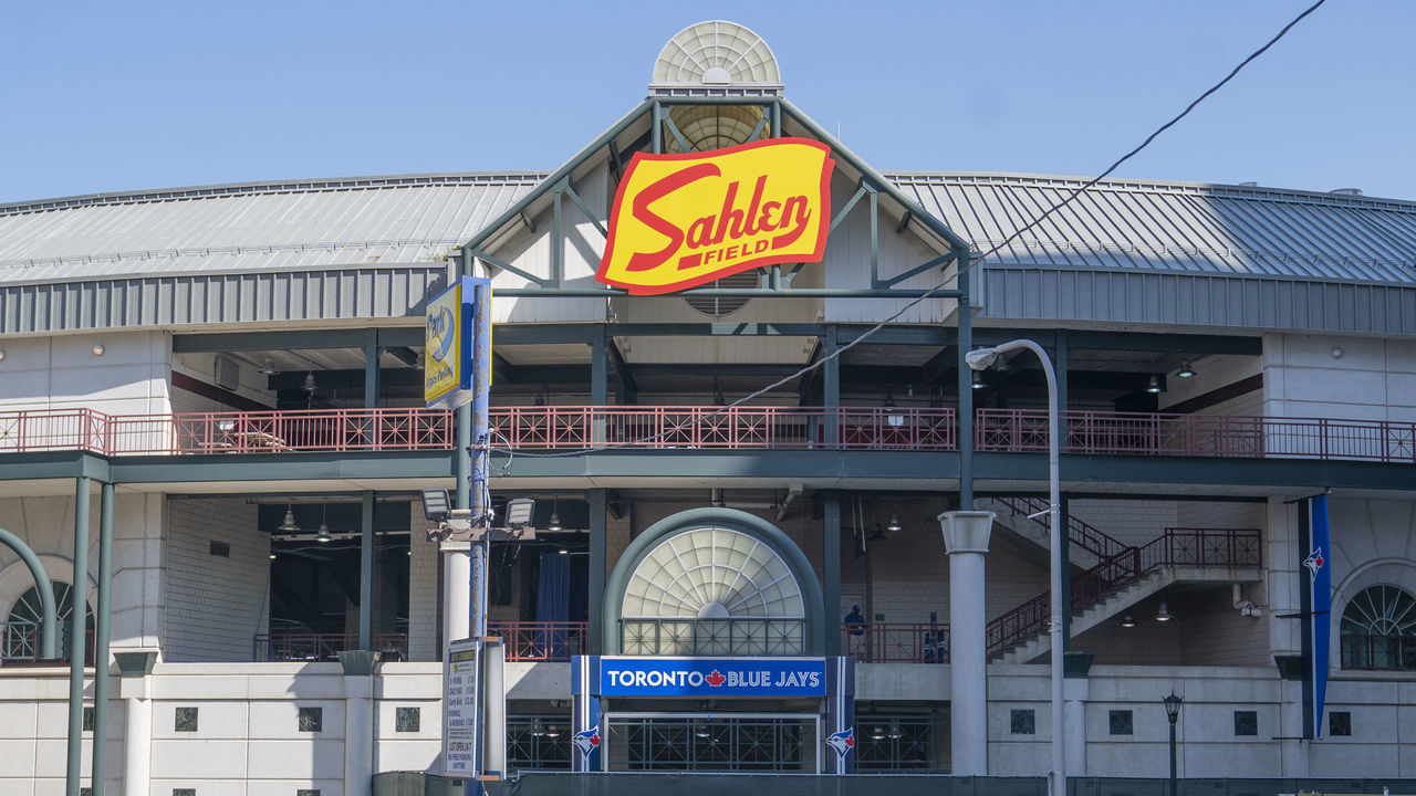 BUFFALO, NY - AUGUST 11: General view of Sahlen Field from outside the stadium prior to a Major League Baseball game between the Miami Marlins and the Toronto Blue Jays on August 11, 2020, at Sahlen Field in Buffalo, NY.