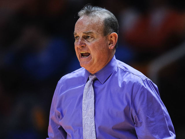 KNOXVILLE, TN - FEBRUARY 06: Mississippi State Bulldogs head coach Vic Schaefer coaching during the second half against the Tennessee Lady Vols on February 6, 2020, at Thompson-Boling Arena in Knoxville, TN.