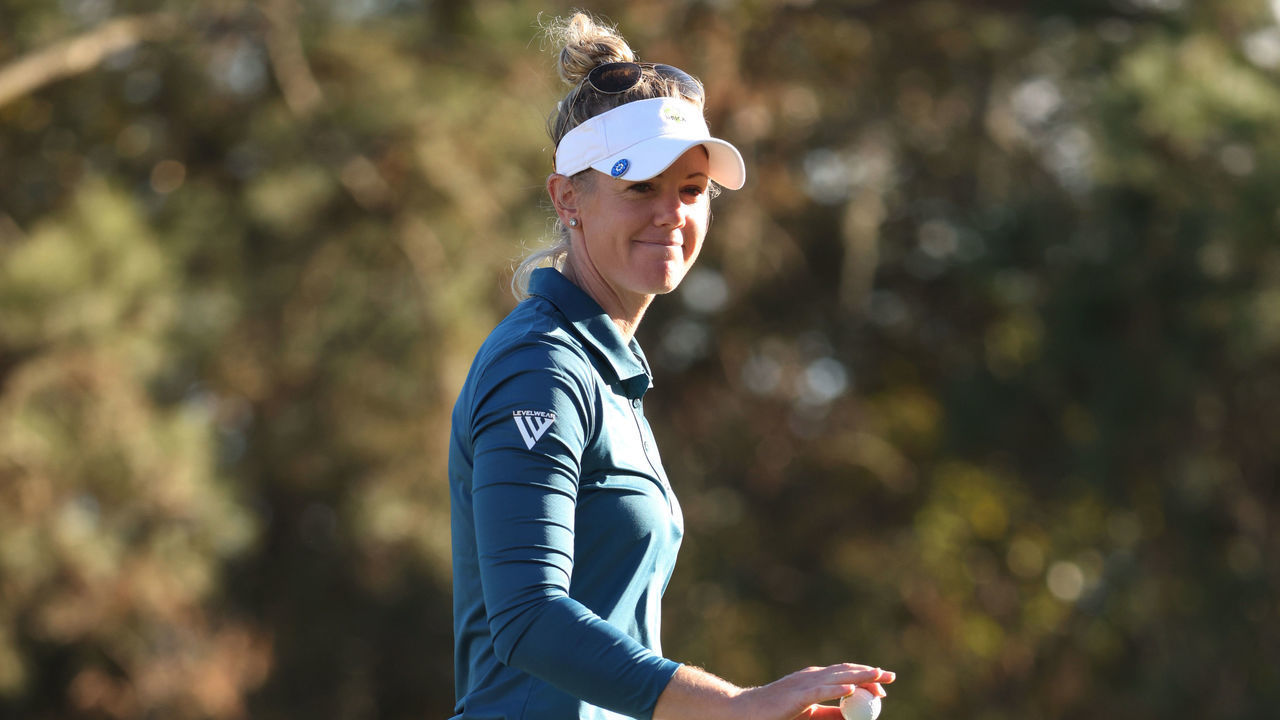 HOUSTON, TEXAS - DECEMBER 10: Amy Olson of the United States reacts to a putt on the ninth green during the first round of the 75th U.S. Women's Open Championship at Champions Golf Club Cypress Creek Course on December 10, 2020 in Houston, Texas.